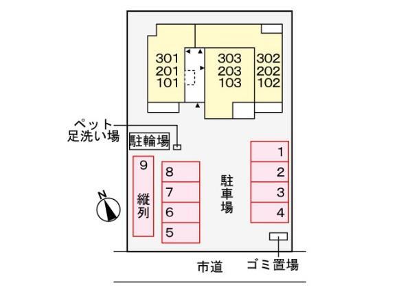 拡大写真：セレーノ須賀 1階101の現地案内図