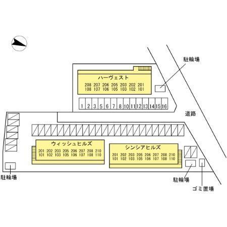 拡大写真:松江市西川津町 2階205の現地案内図