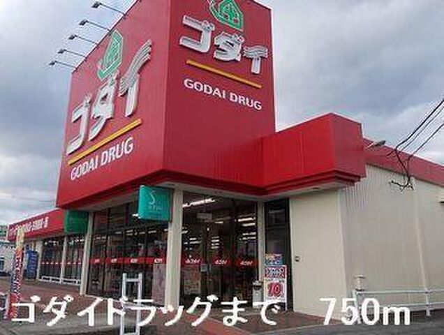 拡大写真:ピュールメゾンII 1階103のゴダイドラッグまで750m