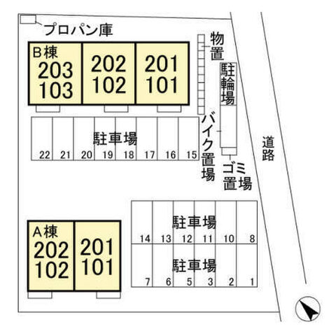 拡大写真:ベリーグラッド B 2階203の外観