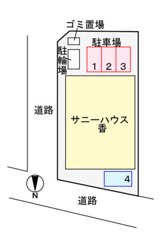 拡大写真:サニーハウス 香 3階301の外観