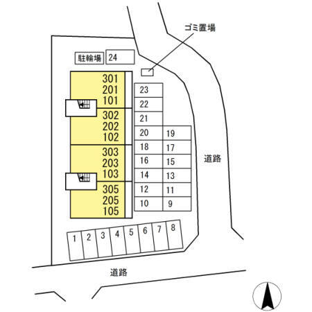 拡大写真:熊本市北区鶴羽田町 3階305のその他共有部分