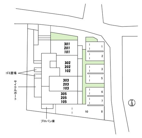 拡大写真:モンターニュ 2階202の外観