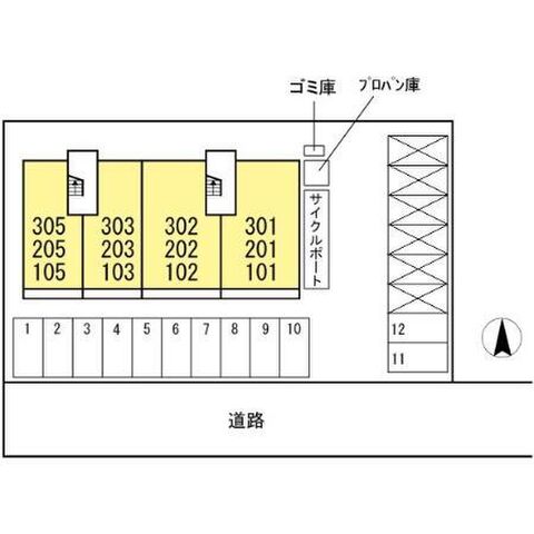 拡大写真:グレイス伊福 2階203の外観