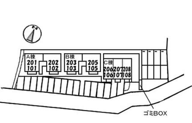 拡大写真:ビレッジ城北 A棟 2階202の駐車場