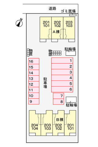 拡大写真:ベルフール B 1階104の地図