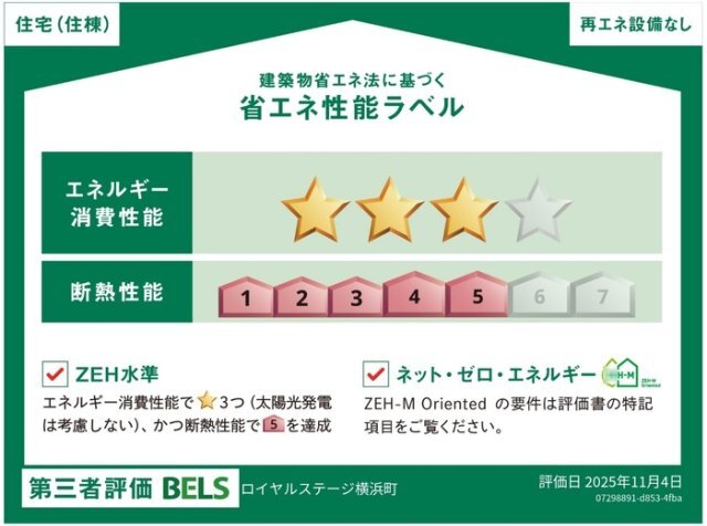 拡大写真：ロイヤルステージ横浜町 1階103の省エネ性能ラベル