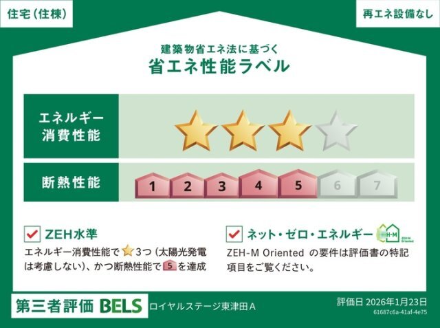 拡大写真:ロイヤルステージ東津田A棟 3階302の省エネ性能ラベル