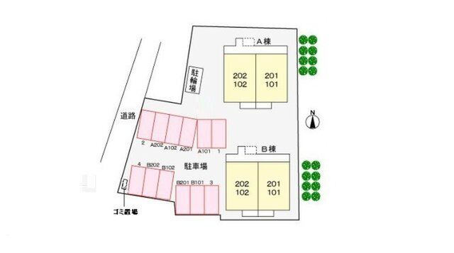 拡大写真:シャトーレインボーB 1階102の地図