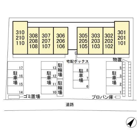 拡大写真:フローラ 3階306の現地案内図