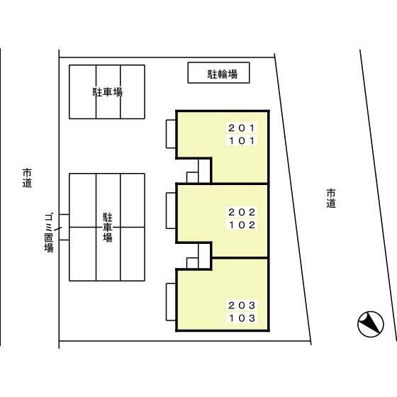 拡大写真:プレアール 2階201の現地案内図