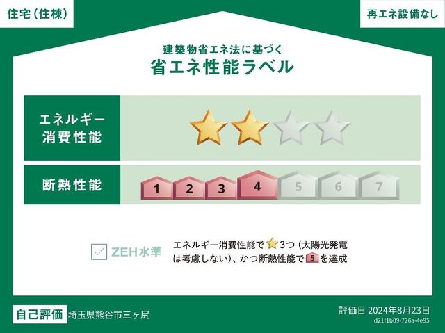 拡大写真：メイプル 2階205の省エネ性能ラベル