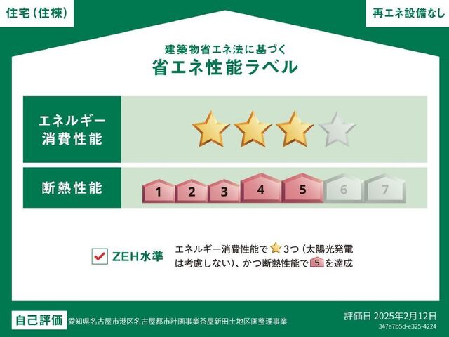 拡大写真:プレタージュ 2階201の省エネ性能ラベル