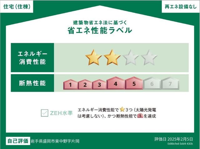 拡大写真:アラ・ミゾン 1階103の省エネ性能ラベル