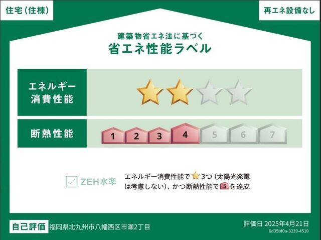 拡大写真:フォルモーサヒルズ 1階103の省エネ性能ラベル