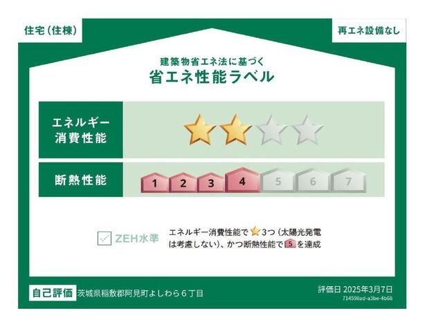拡大写真:Olive(オリーブ) 1階108の省エネ性能ラベル