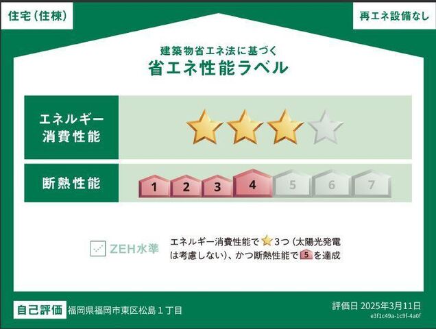 拡大写真:セラヴィ箱崎 3階305の省エネ性能ラベル