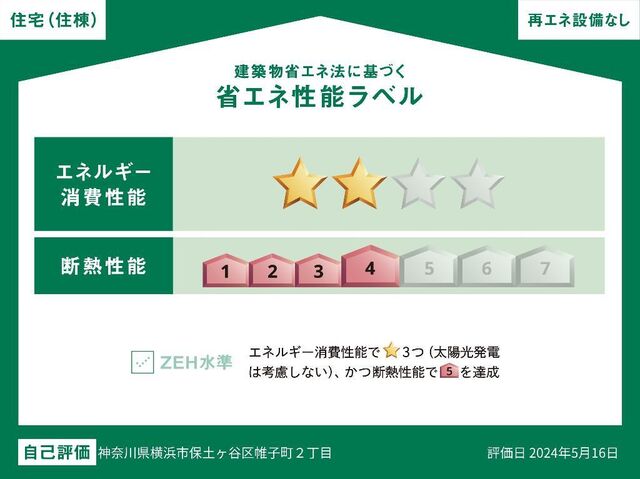 拡大写真：エバーリーフ 3階301の省エネ性能ラベル