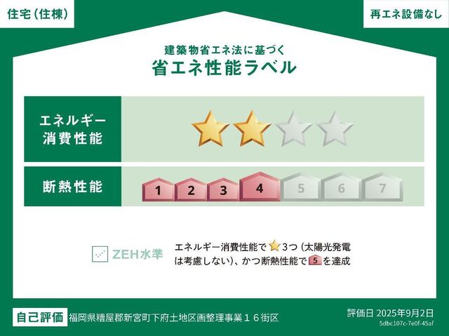 拡大写真:Wealth Comfort 新宮 3階307の省エネ性能ラベル