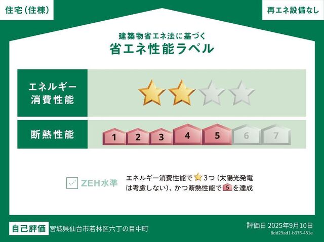 拡大写真:エスポワール六丁の目 2階202の省エネ性能ラベル