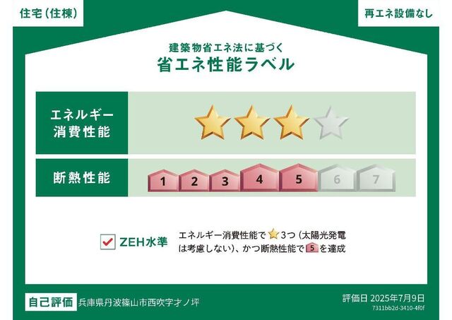 拡大写真:Serenata Sasayama 1階103の省エネ性能ラベル