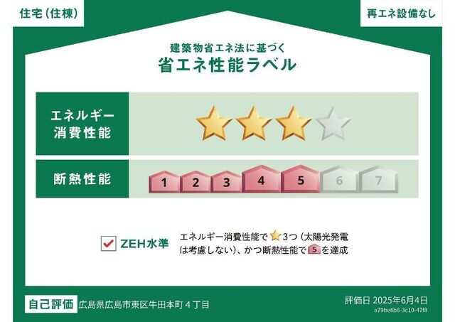 拡大写真:【HM】カーサ牛田本町 1階101の省エネ性能ラベル