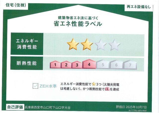 拡大写真:西宮市山口町下山口 アパート新築工事 2階205の省エネ性能ラベル