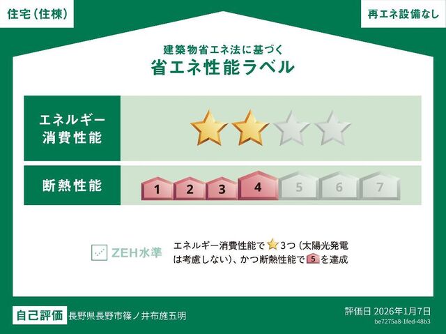 拡大写真:グレーシア瀬原田 1階205の省エネ性能ラベル