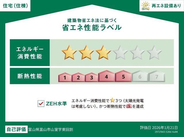 拡大写真:SOURIRE 2階203の省エネ性能ラベル
