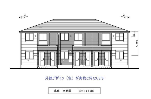 鎌ケ谷市くぬぎ山新築アパート(仮称)の外観