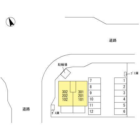 拡大写真:Coure 2階201の配置図
