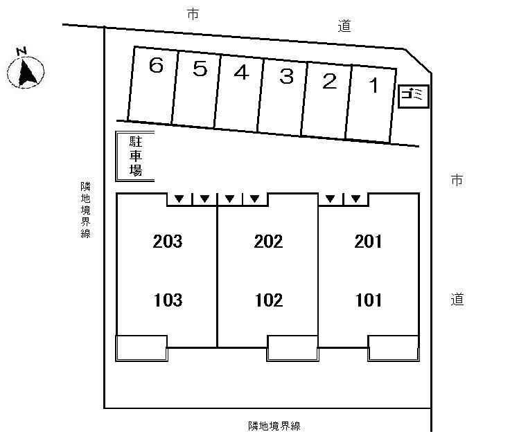 拡大写真:プランドール 1階102の配置図