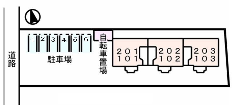 拡大写真:クレストール伊福 2階202の配置図