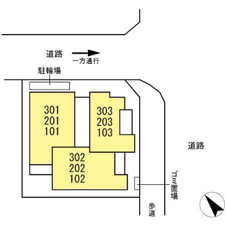 拡大写真：カーサ・セレナ 2階201の配置図