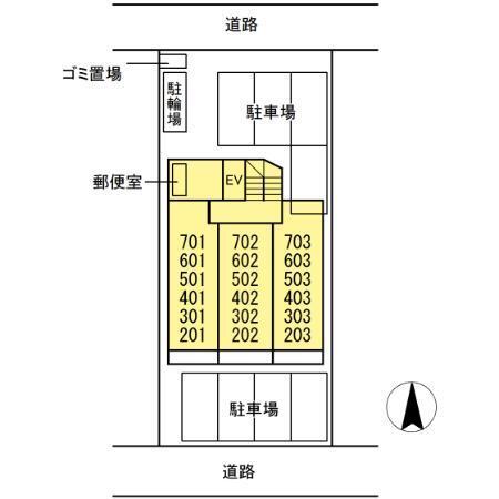 拡大写真：エスパシオ本陣 5階503の配置図