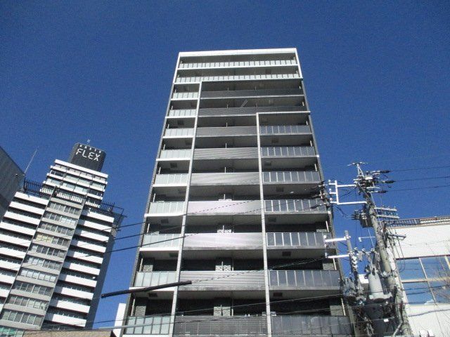 拡大写真：プレサンス栄ライズ 9階902の外観写真（昼）