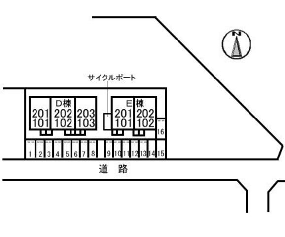 拡大写真:レジデンス原尾島 D 2階202の外観写真(昼)