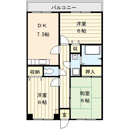 拡大写真:グランドアイリス 3階305の間取り図