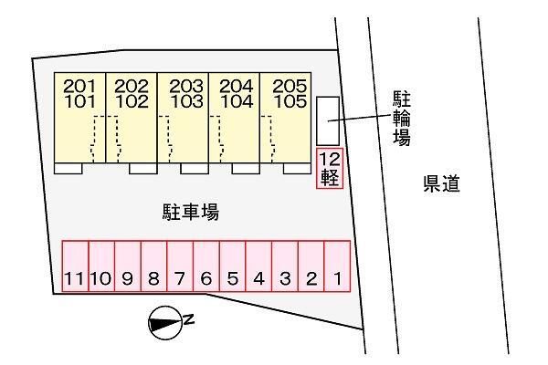 拡大写真:クルール 江良 1階103の駐車場配置図