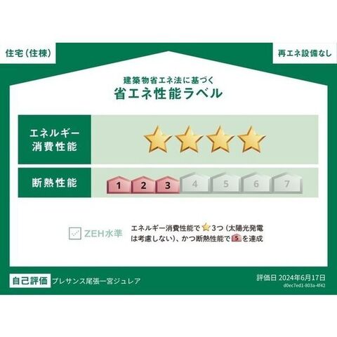 拡大写真：プレサンス尾張一宮ジュレア 9階906の省ｴﾈ性能ﾗﾍﾞﾙ
